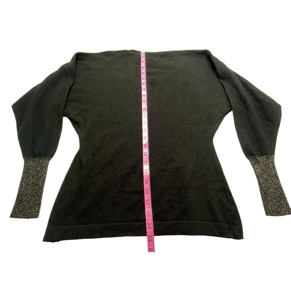 Vtg SCOTCH HOUSE Women Pullover Cashmere Sweater Long Sleeve Sz M Black 79-20 - Picture 10 of 16